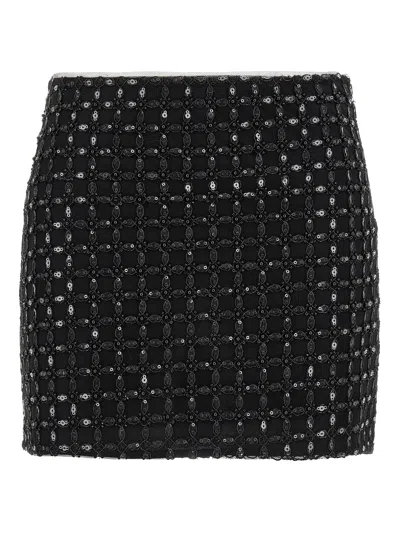 Rotate Birger Christensen Rotate Mini Sequin Embroidered Skirt With Zip Fastening In Black