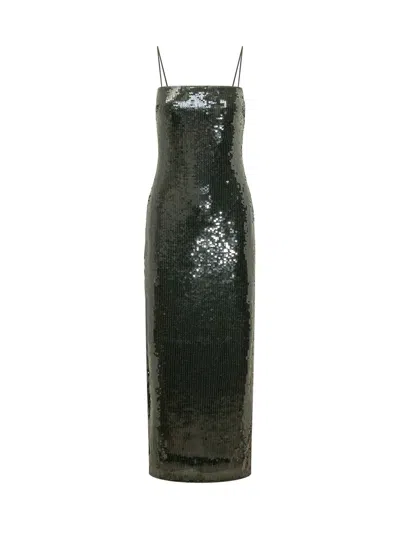 Rotate Birger Christensen Rotate Mini Sequin Slip Dress In Black Olive
