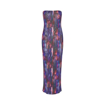 Rotate Birger Christensen Rotate Multicolor Printed Maxi Tube Dress In Blue