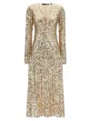 Rotate Birger Christensen Net Sequins Midi Dresses Gold In Gold