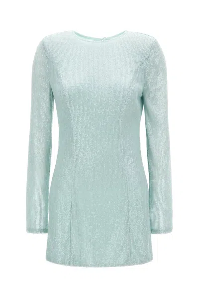 Rotate Birger Christensen Boat-neck Sequin Embellished Textured Dress In Blue