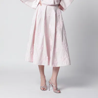 Rotate Birger Christensen Rotate Orchid Pink Skirt With Floral Embroidery