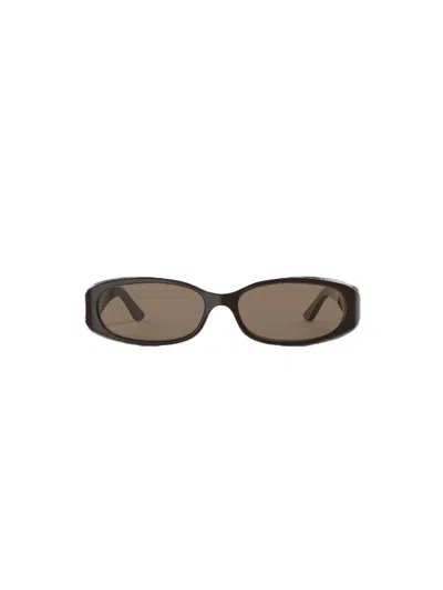 Rotate Birger Christensen Rotate Oval Rectangular Frame Sunglasses With Contrast Lenses In Brown