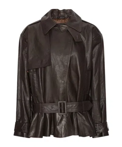 Rotate Birger Christensen Rotate Oversized Biker Jacket In Brown
