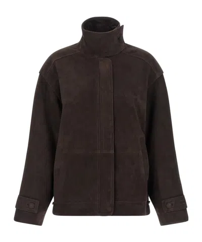Rotate Birger Christensen Rotate Oversized Leather Jacket In Brown