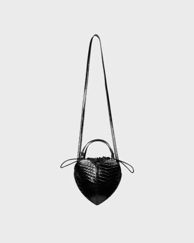 Rotate Birger Christensen Rotate Patent Croco Heart Bag S In Black