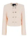 Rotate Birger Christensen Rotate Pink Cropped Jacket With Jewel Buttons In Tweed Woman In Multicolor