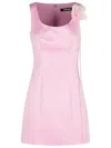 Rotate Birger Christensen Rotate Satin Flower Dress With Square Neckline In Pink