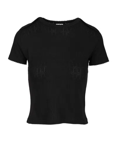 Rotate Birger Christensen Rotate Pointelle Fitted Top In Black