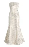 Rotate Birger Christensen Rotate Polka-dot Satin Midi Dress In White