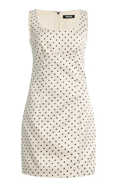Rotate Birger Christensen Rotate Polka-dot Satin Mini Dress In White