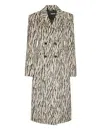 Rotate Birger Christensen Womens Egret Comb Printed Double-breasted Cotton-blend Coat In Multi