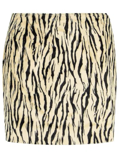 Rotate Birger Christensen Rotate Printed Faux Fur Skirt In Multi