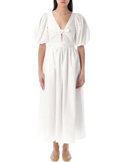 Rotate Birger Christensen Rotate Puff Sleeve Midi Dress In White