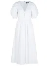 Rotate Birger Christensen Rotate Puff Sleeve Midi Dress In White
