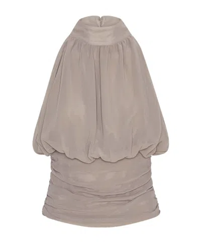 Rotate Birger Christensen Top Grigio Senza Maniche Con Foulard Rotate In Gray