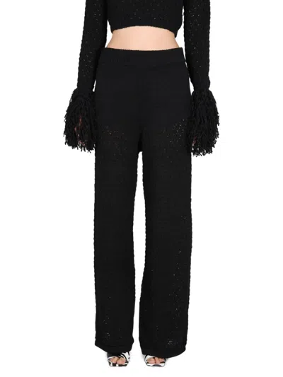 Rotate Birger Christensen Rotate Relaxed Fit Knit Pants In Black