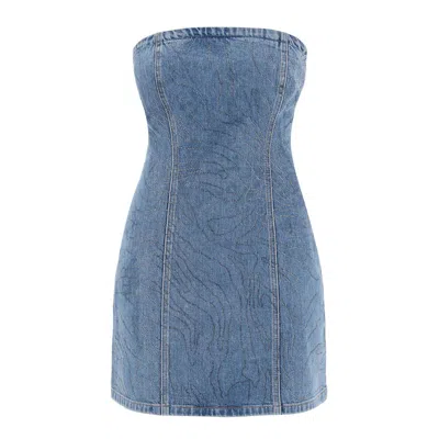 ROTATE BIRGER CHRISTENSEN ROTATE RHINESTONE DENIM DRESS