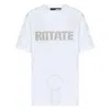 Rotate Birger Christensen Rotate Rhinestone Logo Aster Cotton T-shirt In White