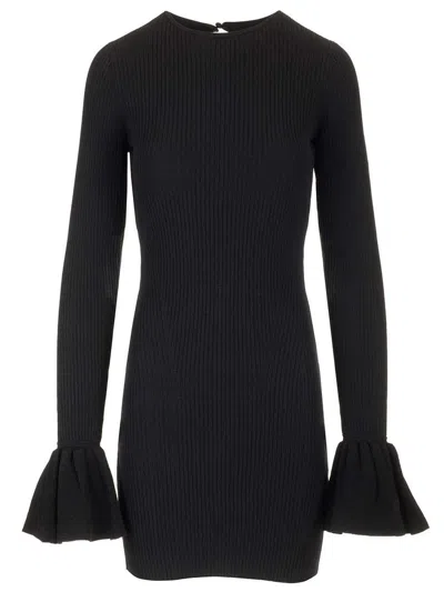 Rotate Birger Christensen Women's Viscose Mini Dress With Cutout On The Back And Ribbed Knit In Black