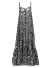 Rotate Birger Christensen Rotate Light Flowy Zebra Print Maxi Dress In White/black