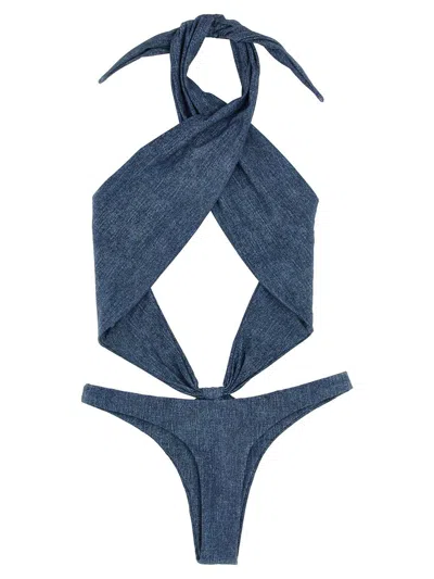 Rotate Birger Christensen Reina Olga Showpony One Piece Swimsuit In Blue