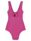 Rotate Birger Christensen Reina Olga Swimsuit Bow Detail In Pink
