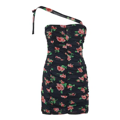 Rotate Birger Christensen Rotate Ruched Chiffon Mini Dress In Shining Rose + Midnight Navy Comb.
