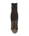 Rotate Birger Christensen Rotate Ruched Leopard Print Sleeveless Maxi Dress In Molé Comb.
