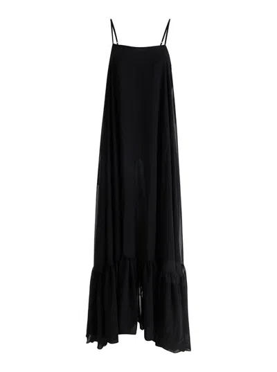 Rotate Birger Christensen Rotate Ruffled Chiffon Maxi Dress In Black