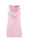 Rotate Birger Christensen Rotate Satin Flower Dress With Square Neckline
