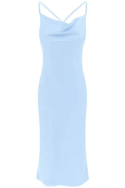 Rotate Birger Christensen Rotate Satin Midi Slip Dress For A Women In Blue