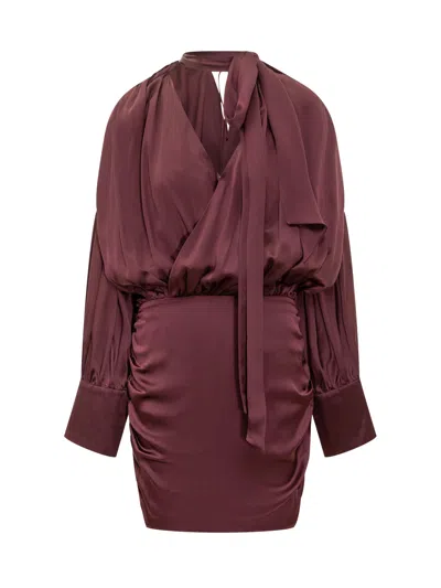 Rotate Birger Christensen Rotate Satin Mini Suit Short In Zinfandel