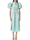 Rotate Birger Christensen Rotate Birgerchristensen Satin Puff Midi Dress In Blue