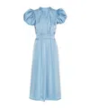 Rotate Birger Christensen Rotate Midi Sequin Dress With Balloon Sleeves In Blue