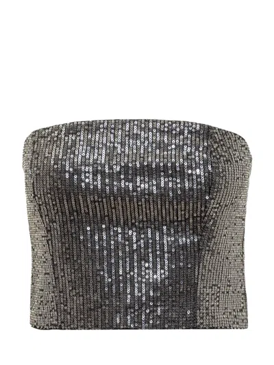 Rotate Birger Christensen Rotate Sequin Embellished Strapless Top In Black