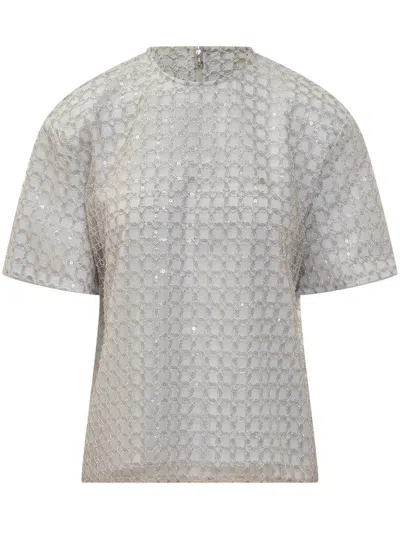 Rotate Birger Christensen Rotate Sequin Embellished Top In Grey
