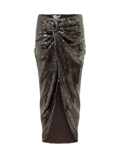 Rotate Birger Christensen Rotate Sequin Knot Mini Skirt In Black