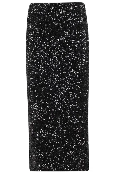 Rotate Birger Christensen Rotate Sequin Midi Pencil Skirt In Black