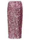 Rotate Birger Christensen Sequined Pencil Midi Skirt In Fuchsia