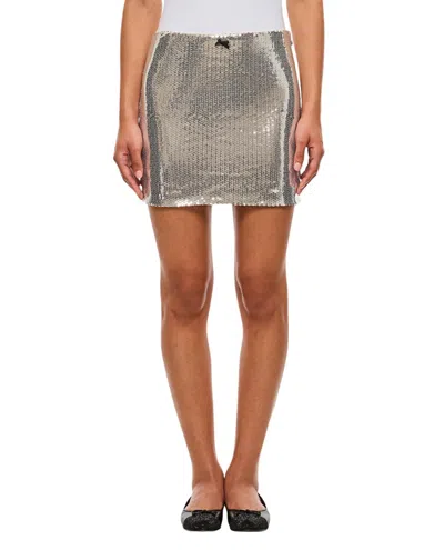 Rotate Birger Christensen Rotate Sequin Mini Skirt With Fitted Silhouette In Silver