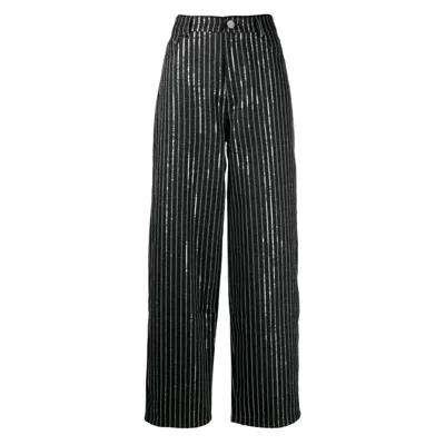 ROTATE BIRGER CHRISTENSEN ROTATE SEQUIN TWILL WIDE LEG PANTS