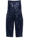 Rotate Birger Christensen Tapered-leg Sequined Cargo Pants In Blue