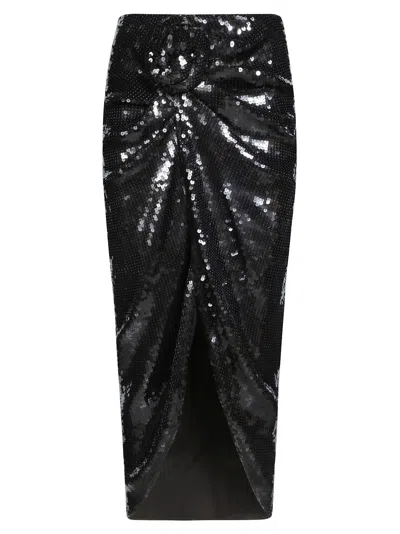 Rotate Birger Christensen Rotate Sequined Knot Mini Skirt In Black