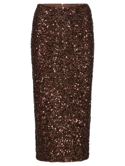Rotate Birger Christensen Rotate Birgerchristensen Sequin Pencil Skirt In Brown
