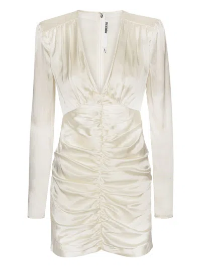 Rotate Birger Christensen Rotate Silk V-neck Long Sleeve Dress Size 34 In White