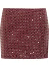 Rotate Birger Christensen Mesh Midi Skirt With Floral Bead Embroidery In Burgundy