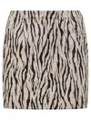 Rotate Birger Christensen Womens Egret Comb Printed Faux-fur Cotton-blend Mini Skirt In Neutral