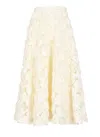 Rotate Birger Christensen Midi Skirt With Rose Appliques In Gray