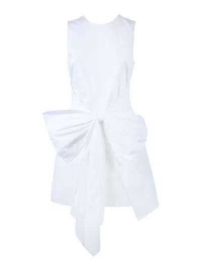 Rotate Birger Christensen Rotate Sleeveless Dress W/ Bow Bright White (slim Fit) In Blue